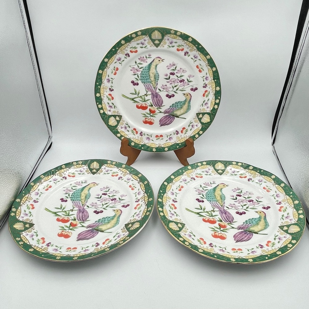 American Atelier Paradise 5816 Bird Porcelain Dinner Plates Set of 3 - 10.75"